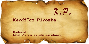 Kerécz Piroska névjegykártya
